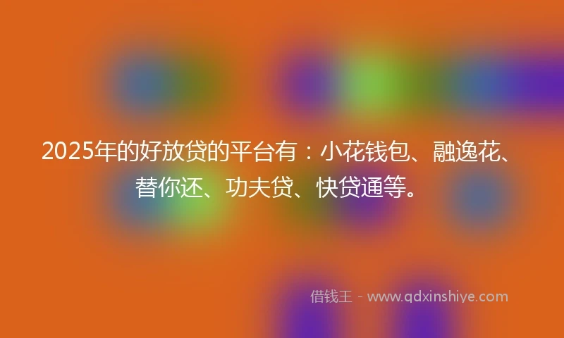 2025年的好放贷的平台有：小花钱包、融逸花、替你还、功夫贷、快贷通等。