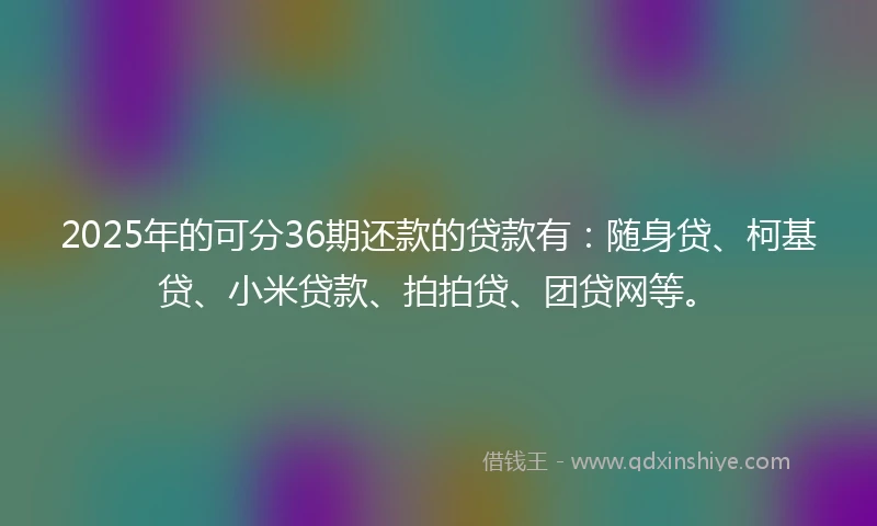 2025年的可分36期还款的贷款有：随身贷、柯基贷、小米贷款、拍拍贷、团贷网等。