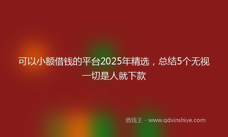可以小额借钱的平台2025年精选，总结5个无视一切是人就下款