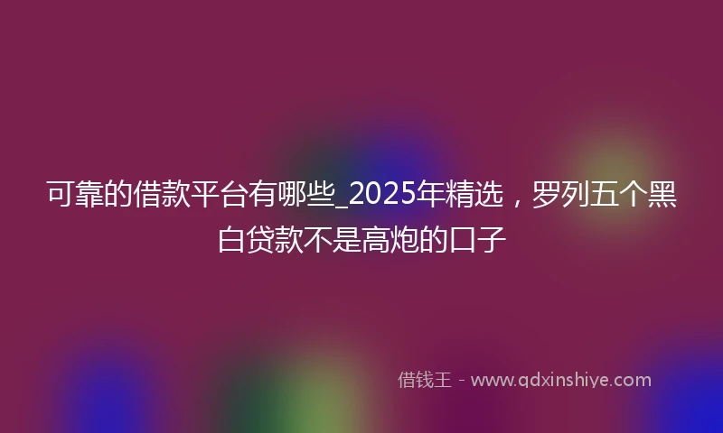 可靠的借款平台有哪些_2025年精选，罗列五个黑白贷款不是高炮的口子