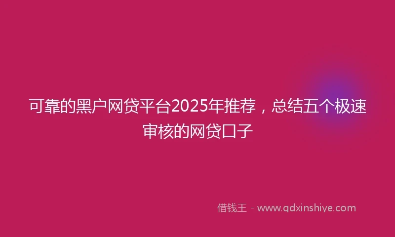 可靠的黑户网贷平台2025年推荐，总结五个极速审核的网贷口子