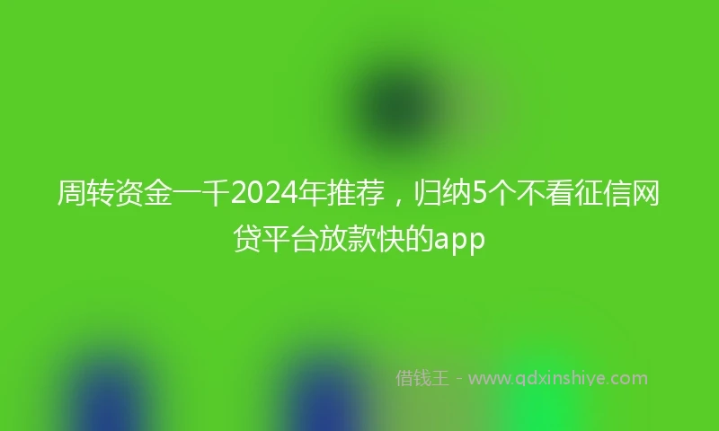 周转资金一千2024年推荐，归纳5个不看征信网贷平台放款快的app