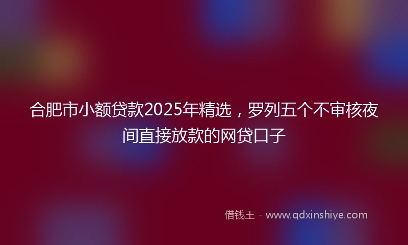 合肥市小额贷款2025年精选，罗列五个不审核夜间直接放款的网贷口子