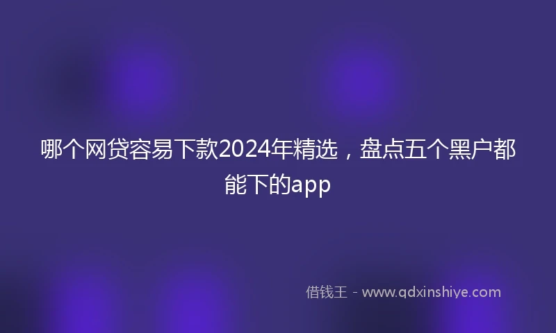 哪个网贷容易下款2024年精选，盘点五个黑户都能下的app