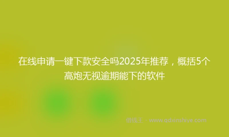 在线申请一键下款安全吗2025年推荐，概括5个高炮无视逾期能下的软件