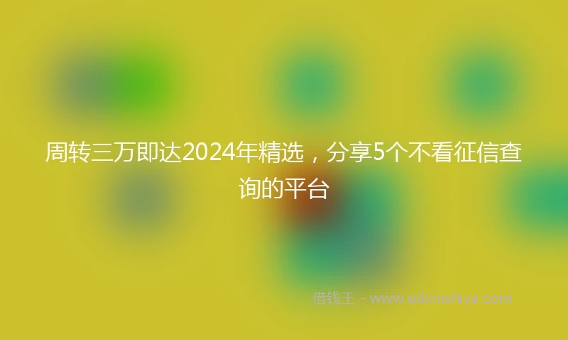 周转三万即达2024年精选，分享5个不看征信查询的平台