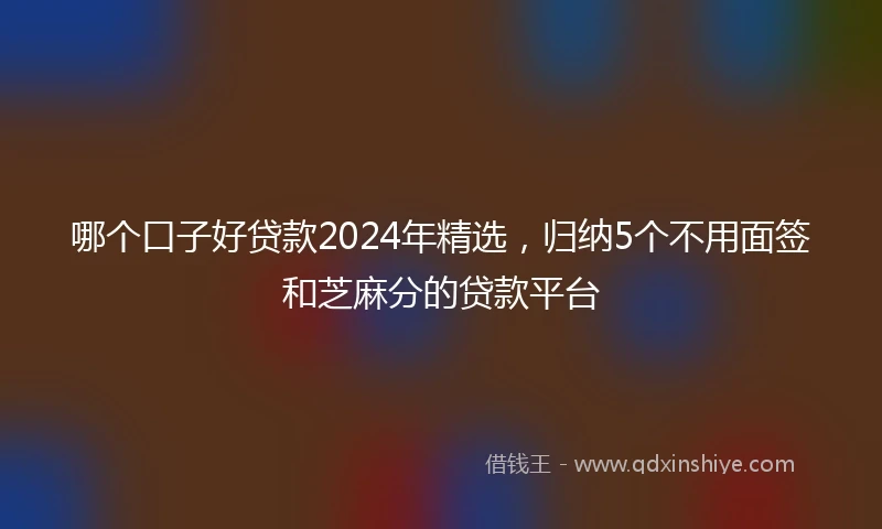 哪个口子好贷款2024年精选，归纳5个不用面签和芝麻分的贷款平台