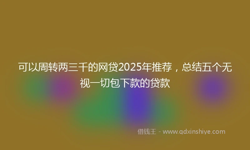 可以周转两三千的网贷2025年推荐，总结五个无视一切包下款的贷款