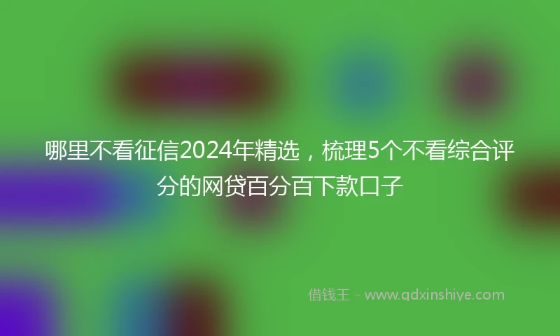 哪里不看征信2024年精选，梳理5个不看综合评分的网贷百分百下款口子