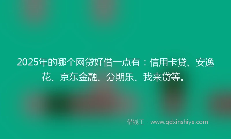 2025年的哪个网贷好借一点有：信用卡贷、安逸花、京东金融、分期乐、我来贷等。