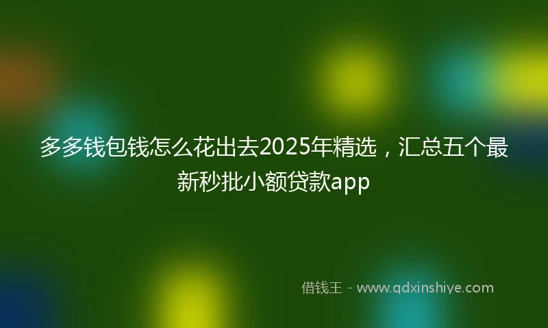 多多钱包钱怎么花出去2025年精选，汇总五个最新秒批小额贷款app