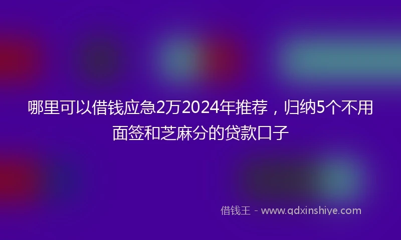 哪里可以借钱应急2万2024年推荐，归纳5个不用面签和芝麻分的贷款口子
