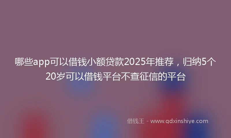 哪些app可以借钱小额贷款2025年推荐，归纳5个20岁可以借钱平台不查征信的平台