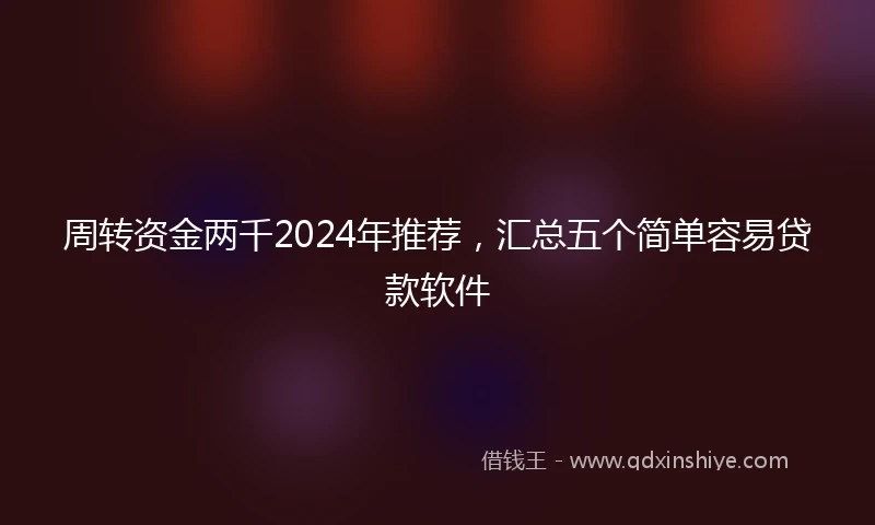 周转资金两千2024年推荐，汇总五个简单容易贷款软件