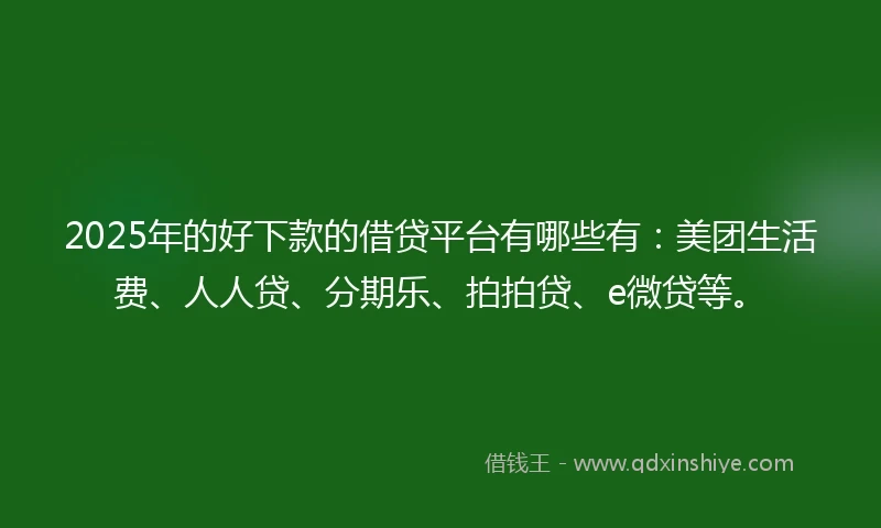 2025年的好下款的借贷平台有哪些有：美团生活费、人人贷、分期乐、拍拍贷、e微贷等。