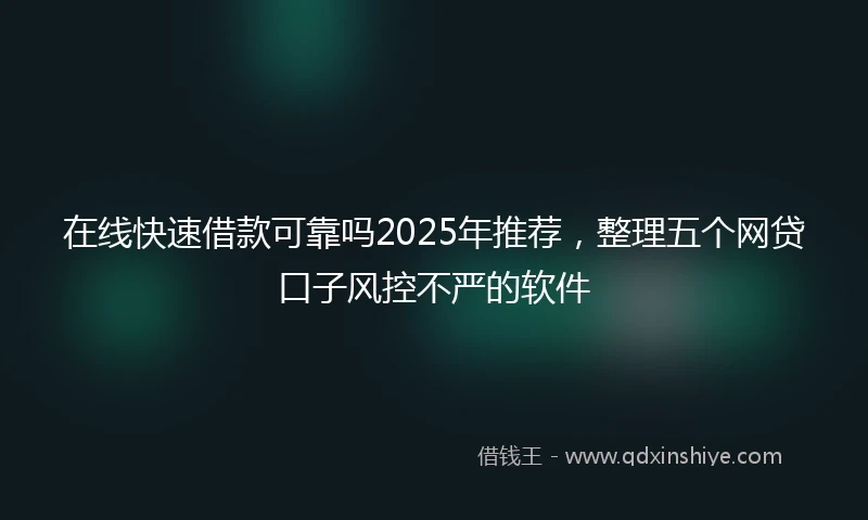 在线快速借款可靠吗2025年推荐，整理五个网贷口子风控不严的软件