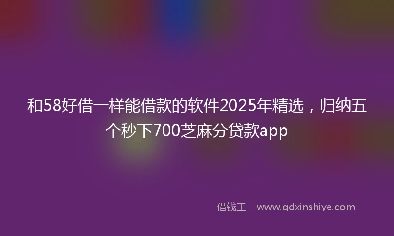 和58好借一样能借款的软件2025年精选，归纳五个秒下700芝麻分贷款app
