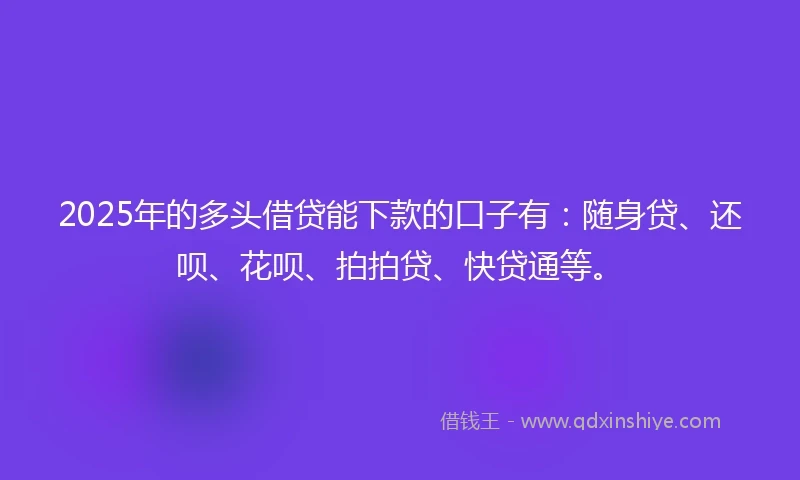 2025年的多头借贷能下款的口子有：随身贷、还呗、花呗、拍拍贷、快贷通等。