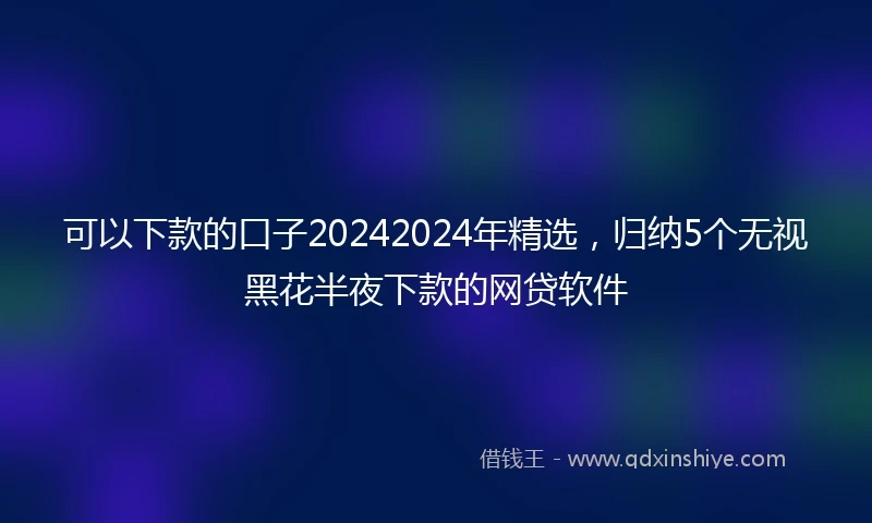 可以下款的口子20242024年精选，归纳5个无视黑花半夜下款的网贷软件