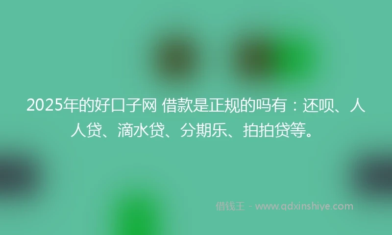 2025年的好口子网 借款是正规的吗有：还呗、人人贷、滴水贷、分期乐、拍拍贷等。