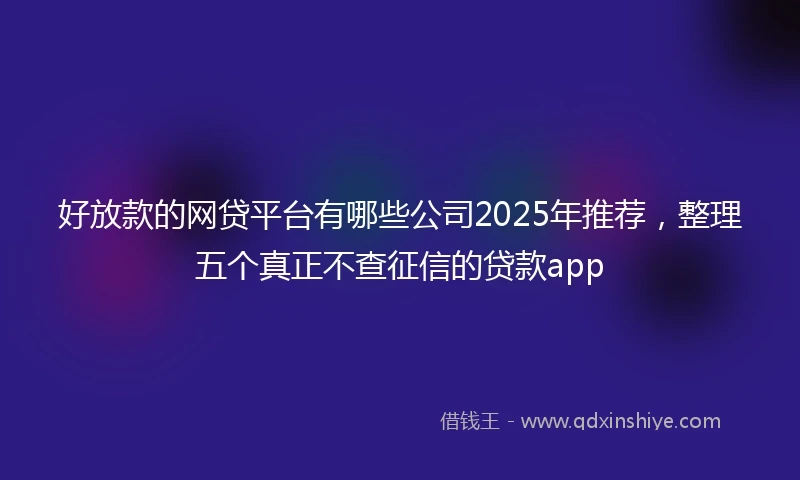 好放款的网贷平台有哪些公司2025年推荐，整理五个真正不查征信的贷款app