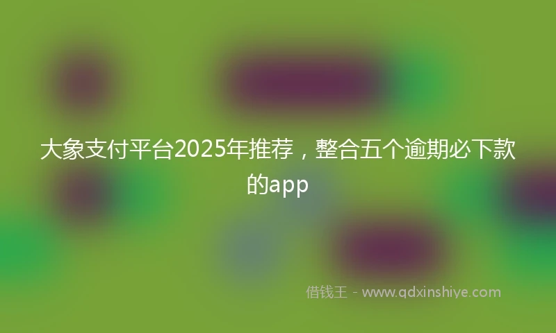 大象支付平台2025年推荐，整合五个逾期必下款的app
