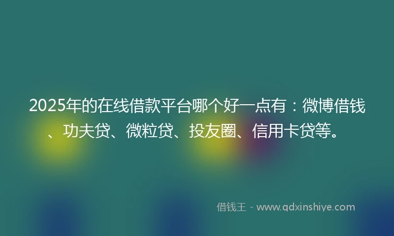 2025年的在线借款平台哪个好一点有：微博借钱、功夫贷、微粒贷、投友圈、信用卡贷等。