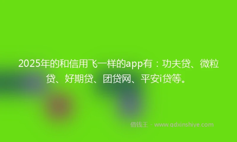 2025年的和信用飞一样的app有：功夫贷、微粒贷、好期贷、团贷网、平安i贷等。