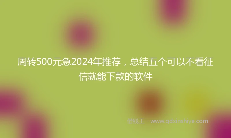 周转500元急2024年推荐,总结五个可以不看征信就能下款的软件
