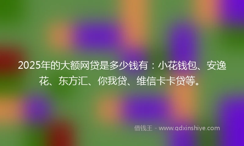 2025年的大额网贷是多少钱有：小花钱包、安逸花、东方汇、你我贷、维信卡卡贷等。