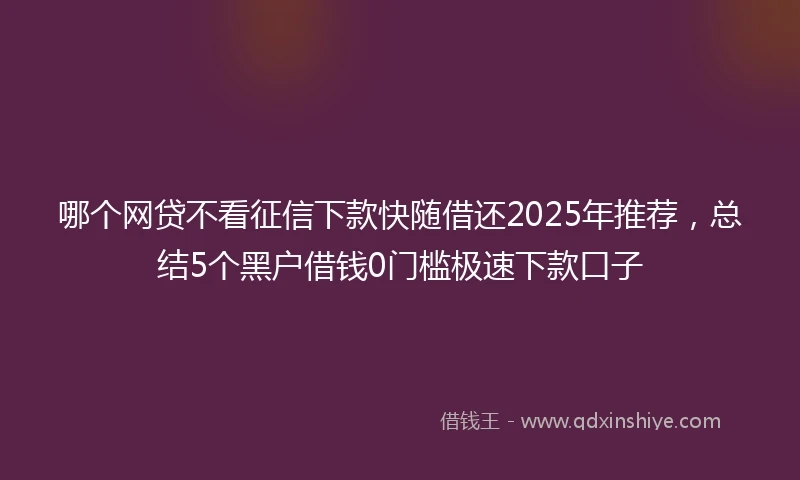 哪个网贷不看征信下款快随借还2025年推荐，总结5个黑户借钱0门槛极速下款口子