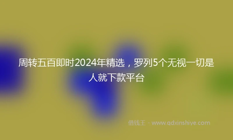 周转五百即时2024年精选，罗列5个无视一切是人就下款平台
