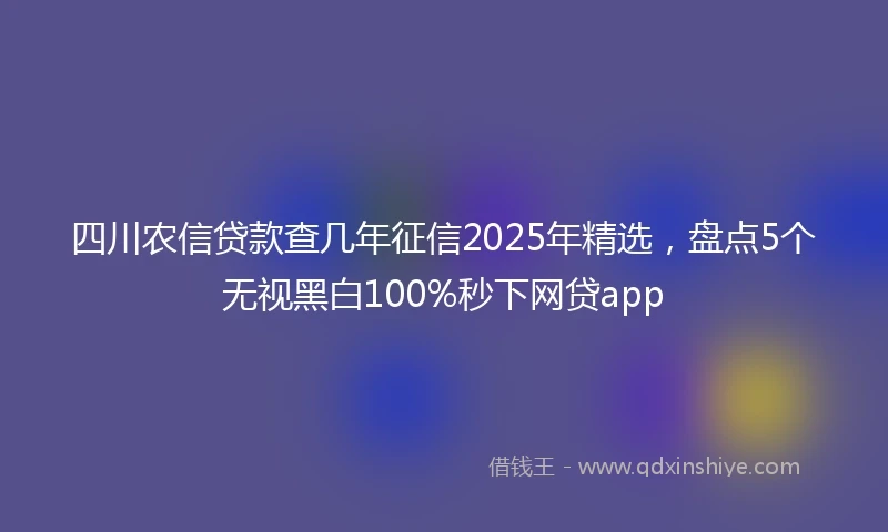 四川农信贷款查几年征信2025年精选，盘点5个无视黑白100%秒下网贷app