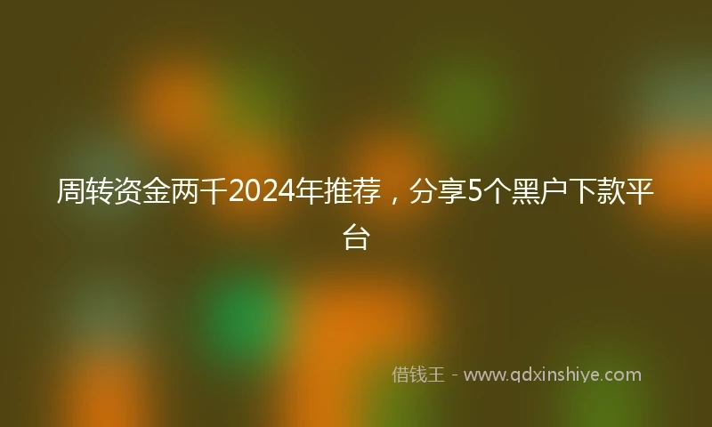 周转资金两千2024年推荐，分享5个黑户下款平台