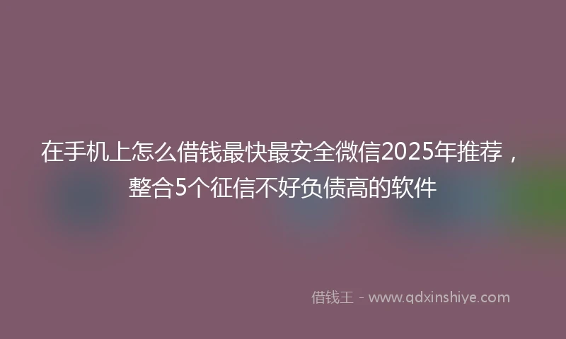 在手机上怎么借钱最快最安全微信2025年推荐，整合5个征信不好负债高的软件