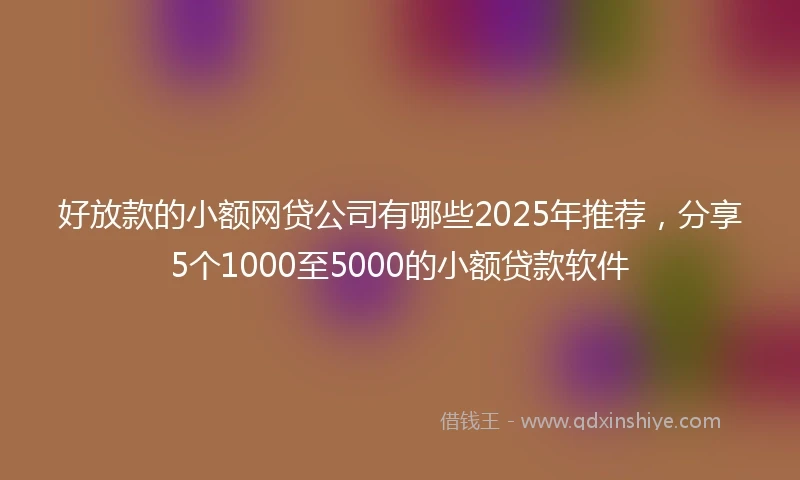 好放款的小额网贷公司有哪些2025年推荐，分享5个1000至5000的小额贷款软件