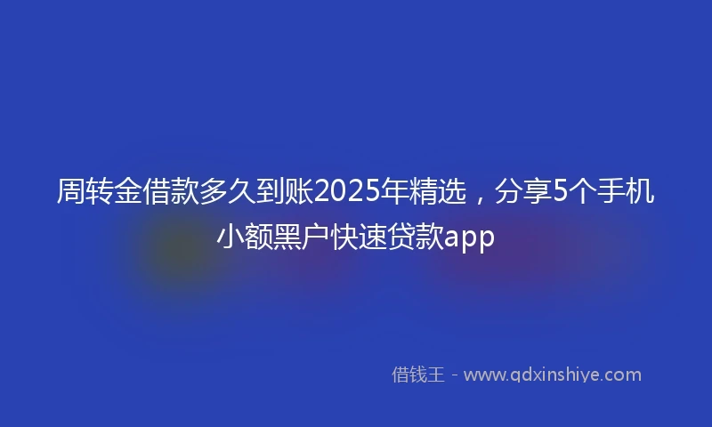 周转金借款多久到账2025年精选，分享5个手机小额黑户快速贷款app