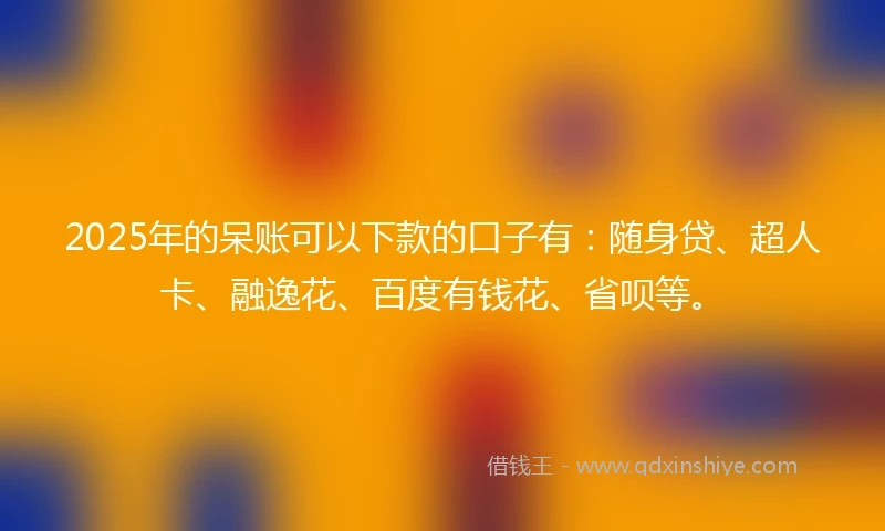 2025年的呆账可以下款的口子有:随身贷、超人卡、融逸花、百度有钱花、省呗等。