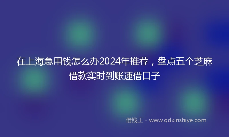 在上海急用钱怎么办2024年推荐，盘点五个芝麻借款实时到账速借口子