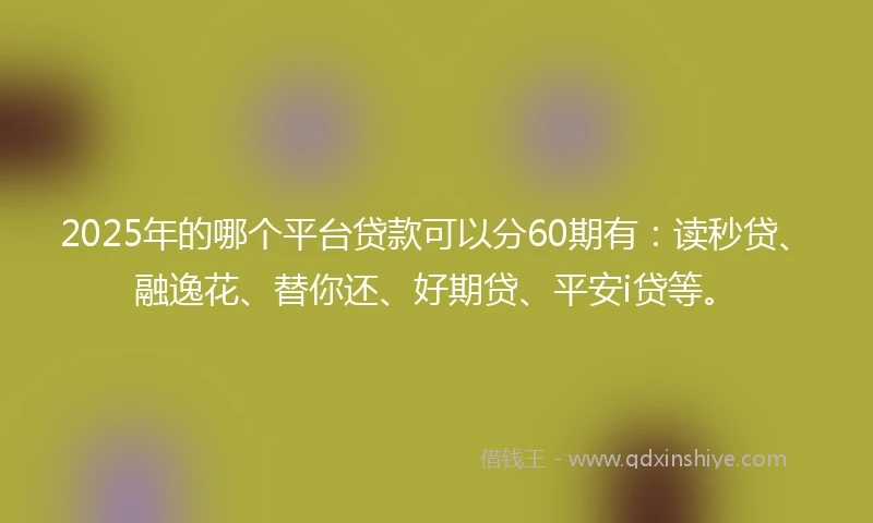 2025年的哪个平台贷款可以分60期有：读秒贷、融逸花、替你还、好期贷、平安i贷等。