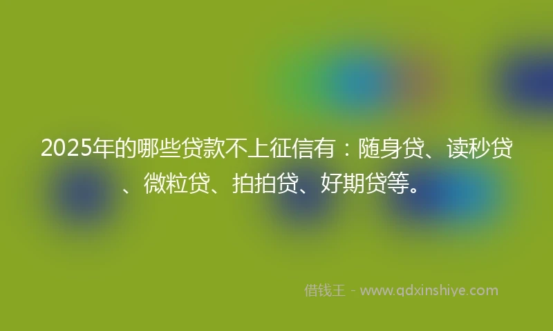 2025年的哪些贷款不上征信有：随身贷、读秒贷、微粒贷、拍拍贷、好期贷等。