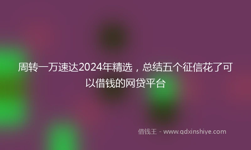 周转一万速达2024年精选，总结五个征信花了可以借钱的网贷平台