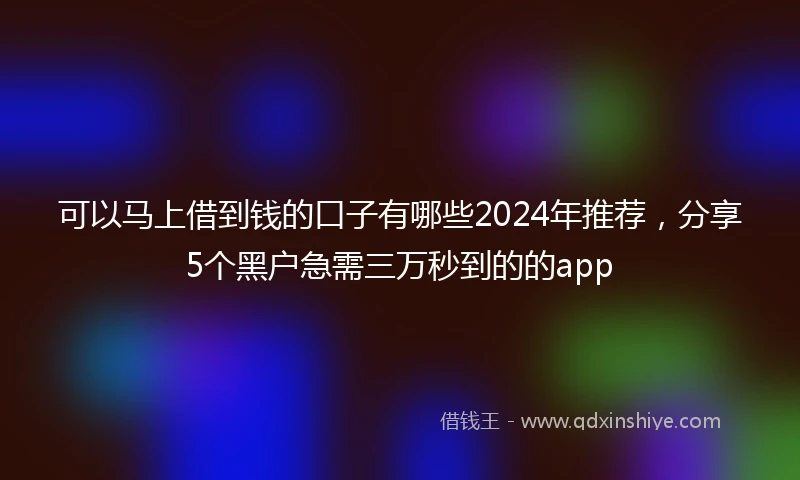 可以马上借到钱的口子有哪些2024年推荐,分享5个黑户急需三万秒到的的app