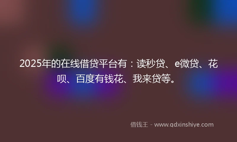2025年的在线借贷平台有：读秒贷、e微贷、花呗、百度有钱花、我来贷等。