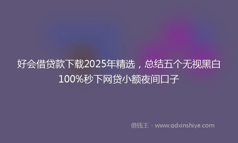 好会借贷款下载2025年精选，总结五个无视黑白100%秒下网贷小额夜间口子