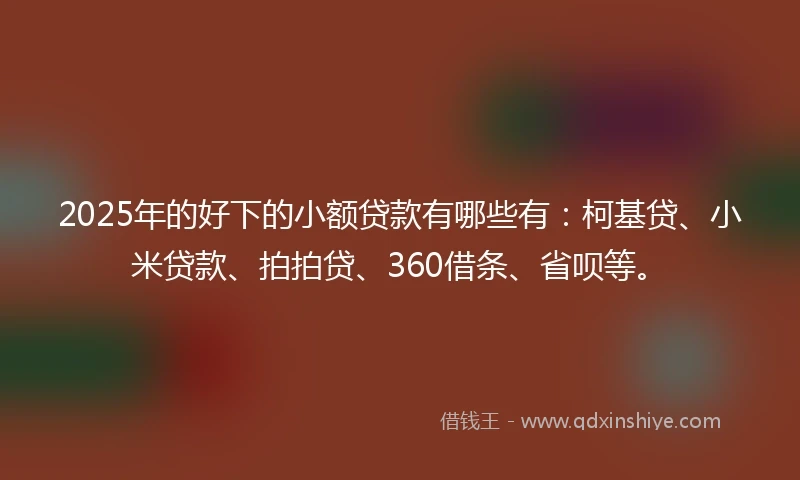 2025年的好下的小额贷款有哪些有：柯基贷、小米贷款、拍拍贷、360借条、省呗等。