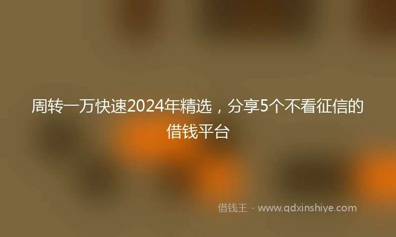 周转一万快速2024年精选，分享5个不看征信的借钱平台
