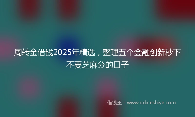 周转金借钱2025年精选，整理五个金融创新秒下不要芝麻分的口子
