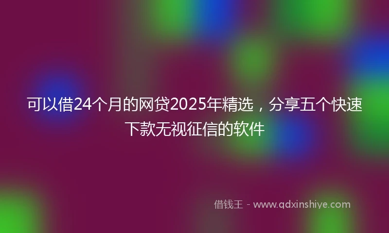 可以借24个月的网贷2025年精选，分享五个快速下款无视征信的软件