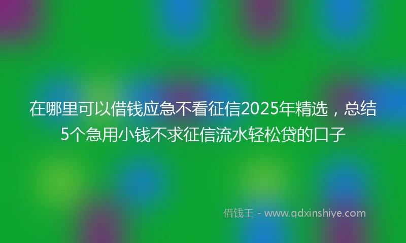 在哪里可以借钱应急不看征信2025年精选,总结5个急用小钱不求征信流水轻松贷的口子